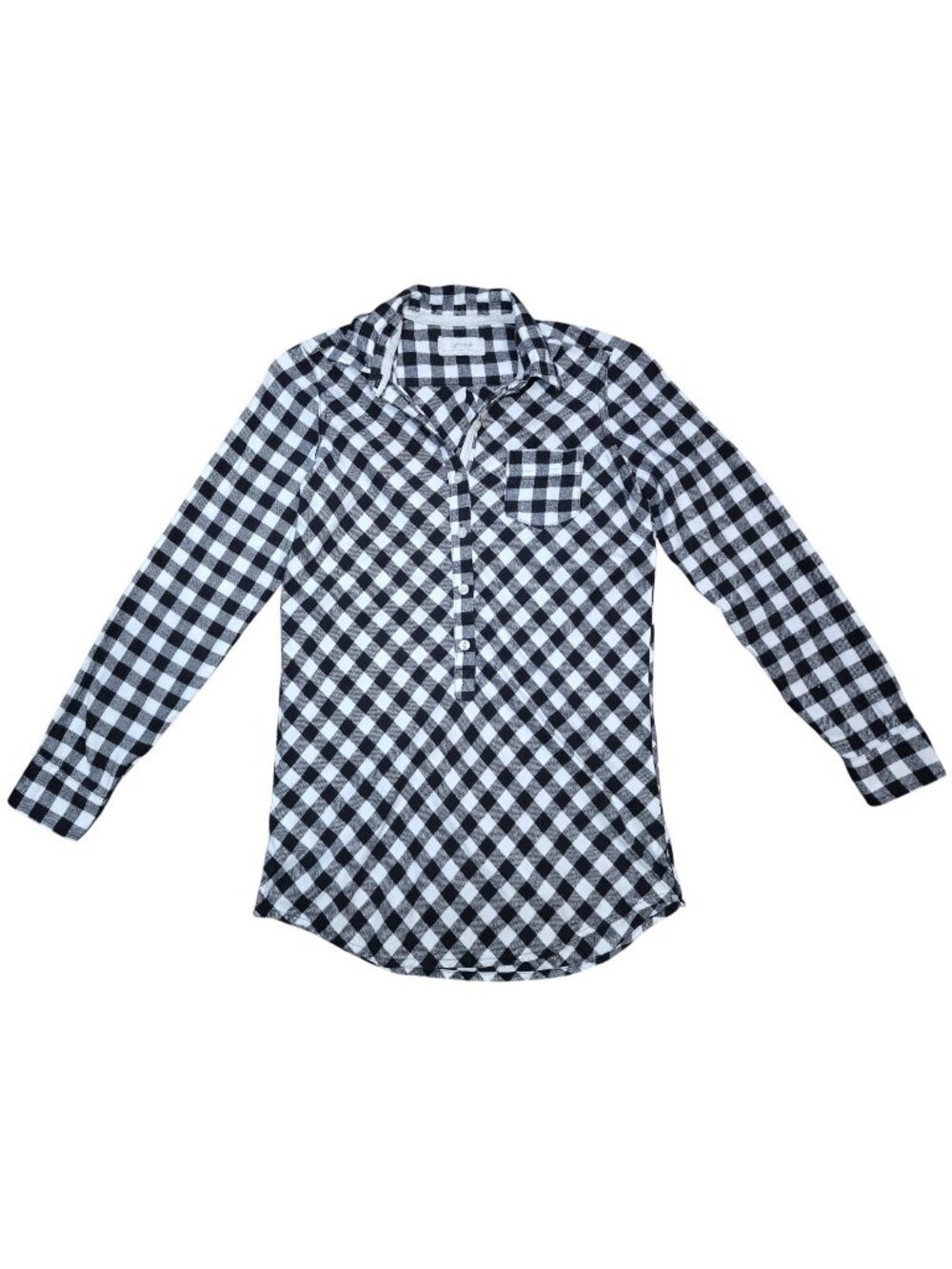 Aerie Women’s Buffalo Plaid Shirt Dress Tunic Black White Long Sleev, Size S.